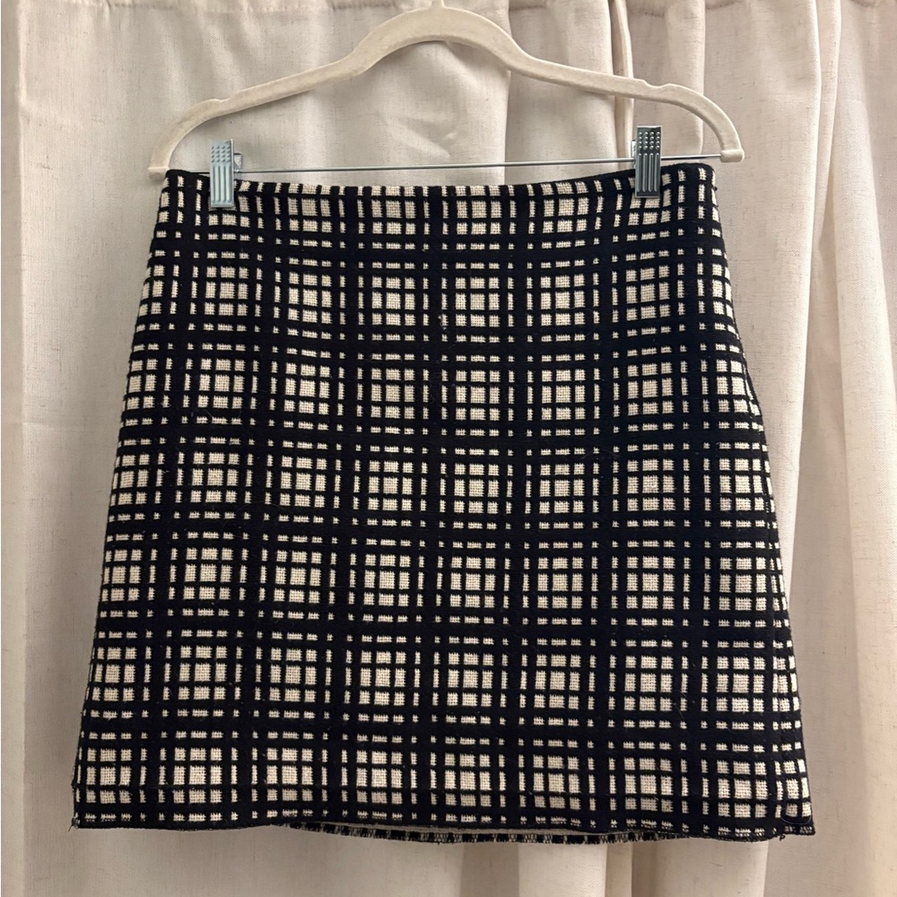Dalia Collection Black and Cream Checkered Mini Skirt